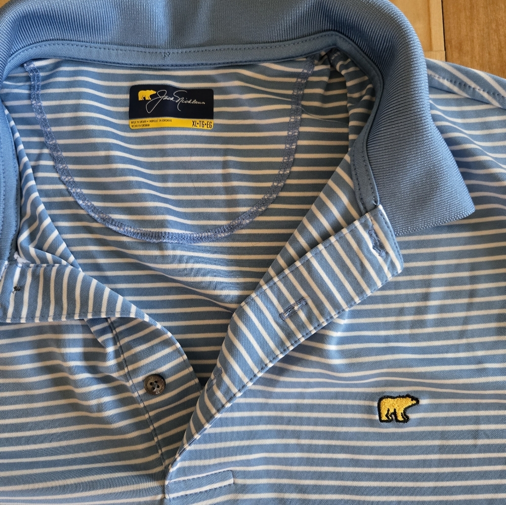 Men's Blue Striped Polo Shirt Jack Nicklaus Size XL - Picture 2 of 3